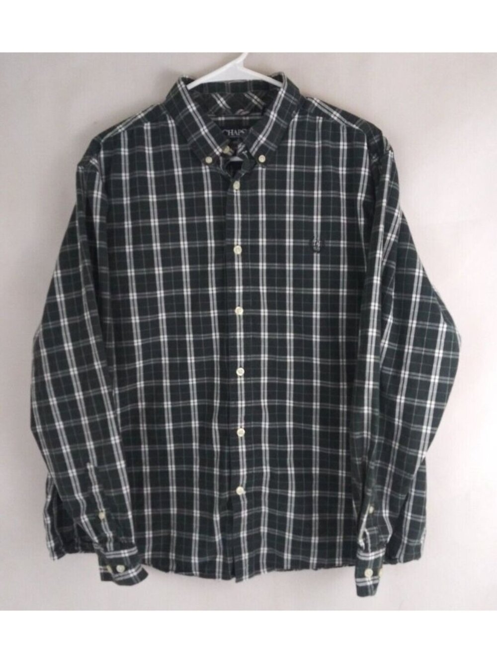Chaps Custom Fit Men's Green Checkered Casual Dress Shirt Size XXL